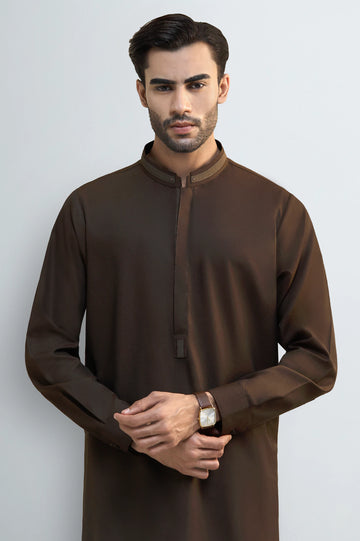 Coffee Brown Wash & Wear Shalwar Kameez