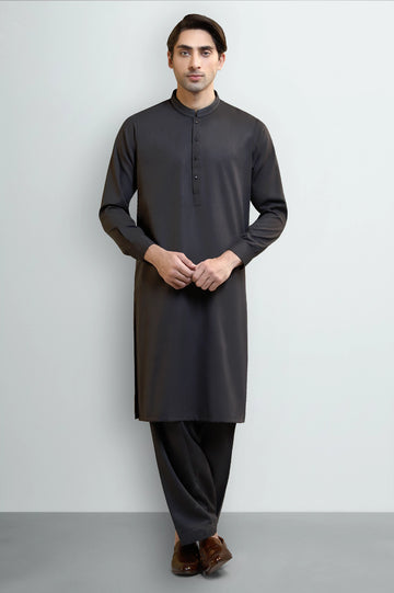 Dark Grey Wash & Wear Shalwar Kameez