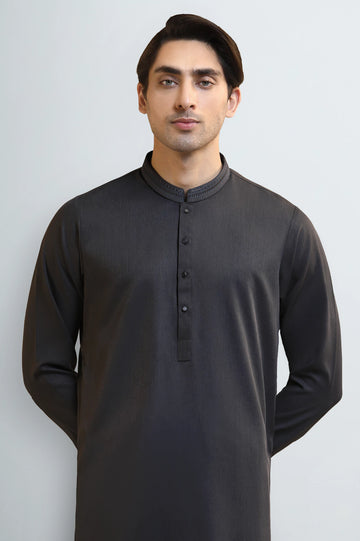 Dark Grey Wash & Wear Shalwar Kameez