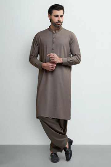 Brown Wash & Wear Shalwar Kameez