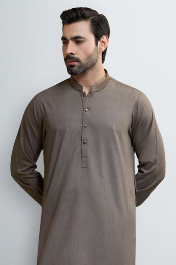 Brown Wash & Wear Shalwar Kameez