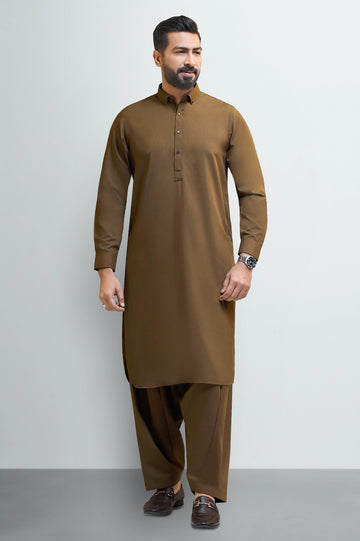 Brown Wash & Wear Shalwar Kameez