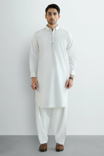 Off White Wash & Wear Shalwar Kameez