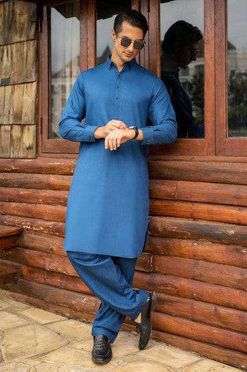 Blue Wash & Wear Shalwar Kameez
