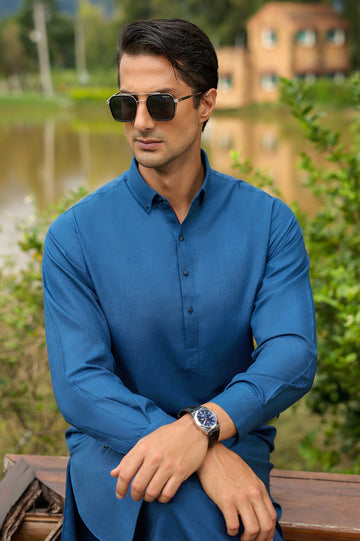 Blue Wash & Wear Shalwar Kameez