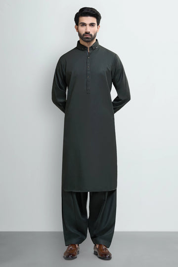 Dark Green Wash & Wear Shalwar Kameez