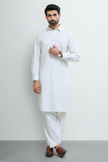 Cream Wash & Wear Shalwar Kameez