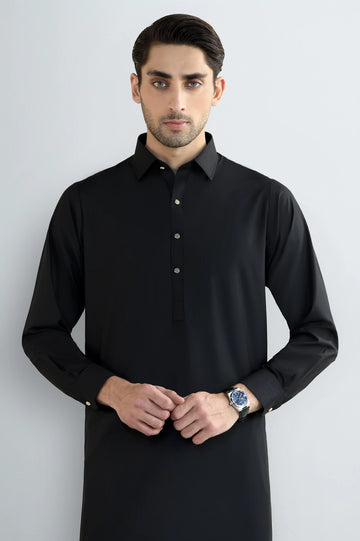 Black Wash & Wear Shalwar Kameez
