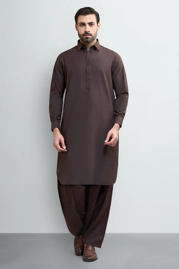 Brown Wash & Wear Shalwar Kameez