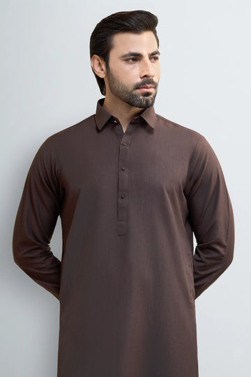 Brown Wash & Wear Shalwar Kameez