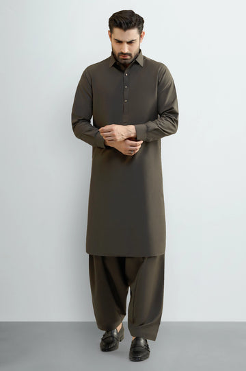 Olive Wash & Wear Shalwar Kameez