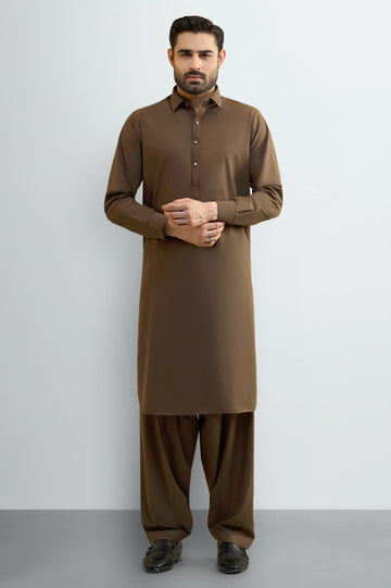 Brown Wash & Wear Shalwar Kameez