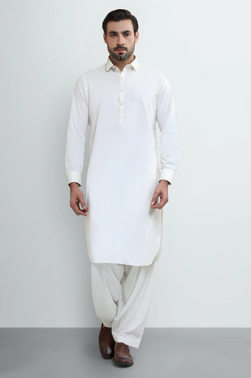 Cream Wash & Wear Shalwar Kameez
