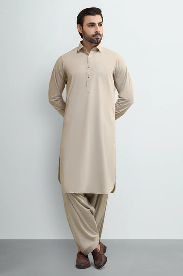 Fawn Wash & Wear Shalwar Kameez