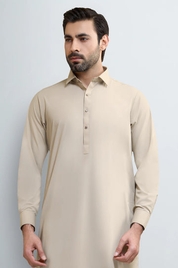 Fawn Wash & Wear Shalwar Kameez
