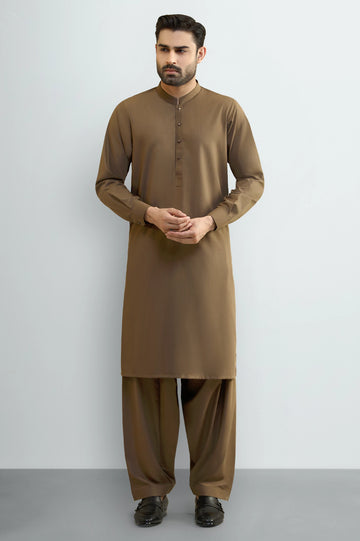 Dark Brown Wash & Wear Shalwar Kameez