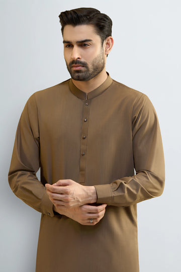Dark Brown Wash & Wear Shalwar Kameez