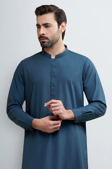 Teal Blue Wash & Wear Shalwar Kameez