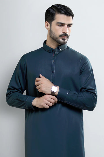 Dark Green Wash & Wear Shalwar Kameez