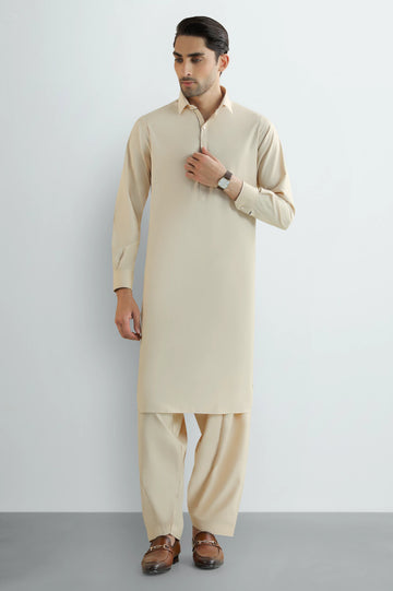 Fawn Wash & Wear Shalwar Kameez