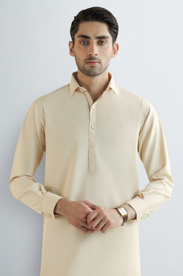 Fawn Wash & Wear Shalwar Kameez