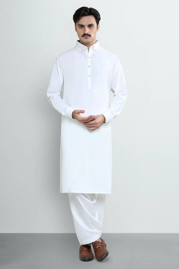 Off White Wash Wear Shalwar Kameez