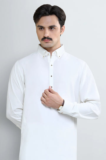 Off White Wash Wear Shalwar Kameez
