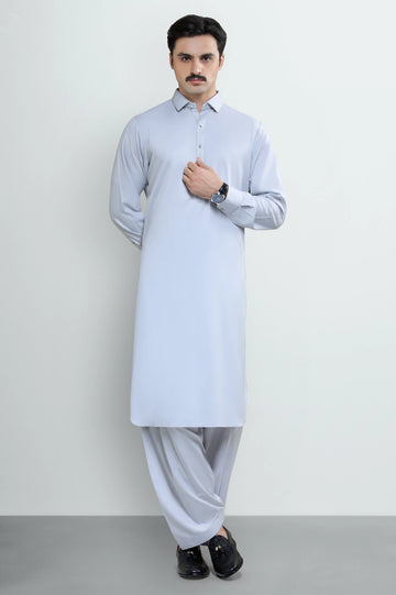 L-Grey Wash & Wear Shalwar Kameez