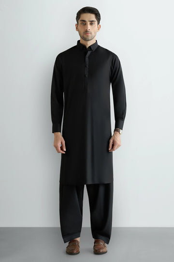 Black Wash & Wear Shalwar Kameez