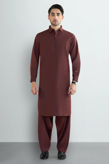 Maroon Wash & Wear Shalwar Kameez