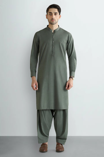 Dark Green Wash & Wear Shalwar Kameez