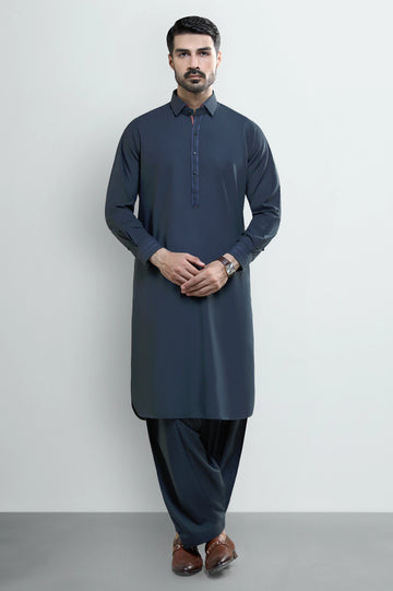Bottle Green Wash & Wear Shalwar Kameez