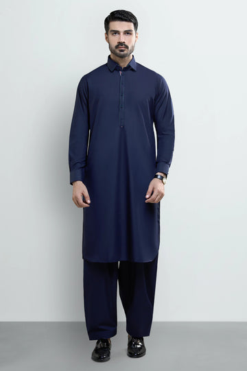 Navy Blue Wash & Wear Shalwar Kameez