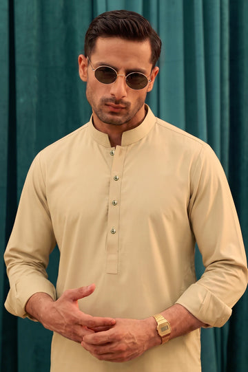 Dark Fawn Wash & Wear Shalwar Kameez
