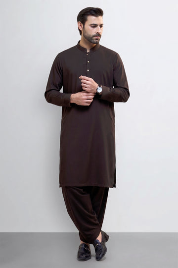 Dark Brown Wash & Wear Shalwar Kameez