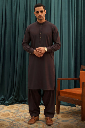 Dark Brown Wash & Wear Shalwar Kameez
