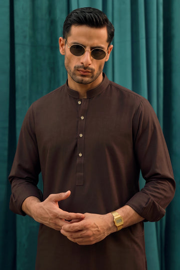 Dark Brown Wash & Wear Shalwar Kameez