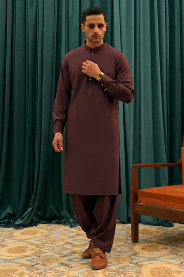 Maroon Wash & Wear Shalwar Kameez
