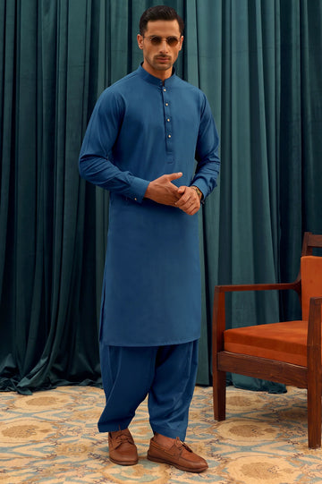 Navy Blue Wash & Wear Shalwar Kameez