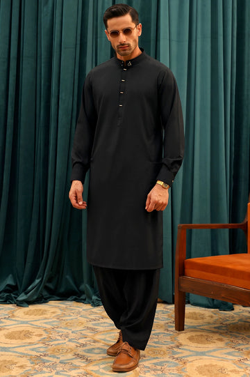 Black Wash & Wear Shalwar Kameez