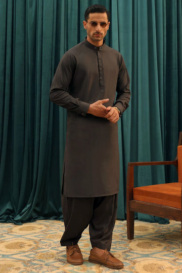 Coffee Brown Wash & Wear Shalwar Kameez