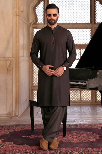 Dark Brown Wash & Wear Shalwar Kameez
