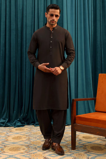 Dark Brown Wash & Wear Shalwar Kameez