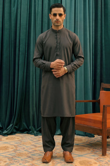 Dark Grey Wash & Wear Shalwar Kameez