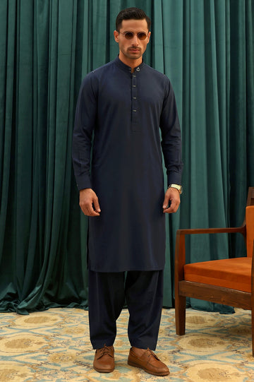 Navy Blue Wash & Wear Shalwar Kameez
