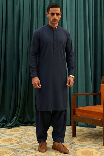 Navy Blue Wash & Wear Shalwar Kameez