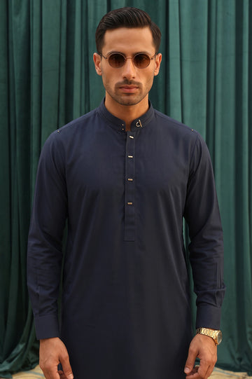 Navy Blue Wash & Wear Shalwar Kameez