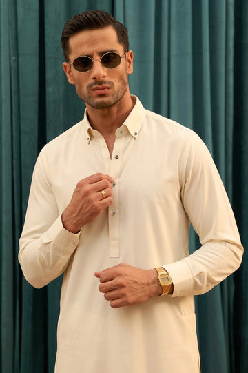 Cream Wash & Wear Shalwar Kameez