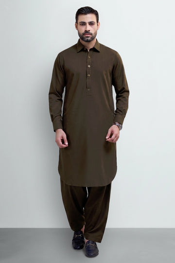 Brown Wash & Wear Shalwar Kameez