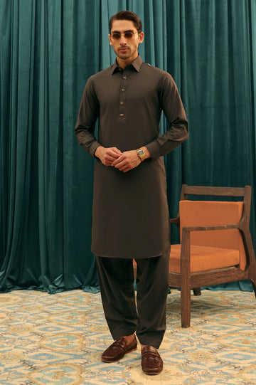 Brown Wash & Wear Shalwar Kameez